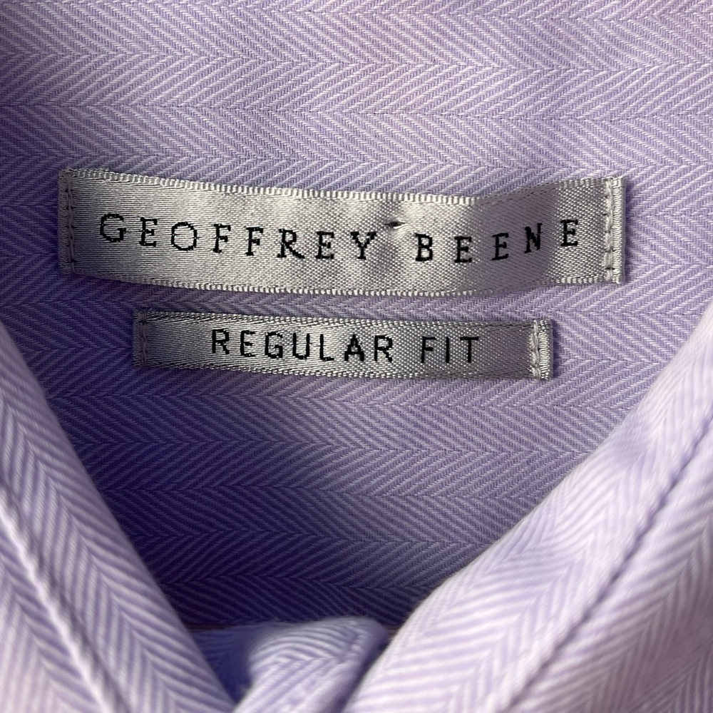 GEOFFREY BEENE | Men's Lavender Button-Up Classic Long Sleeve Shirt 16.5 32/33 - Picture 4 of 4
